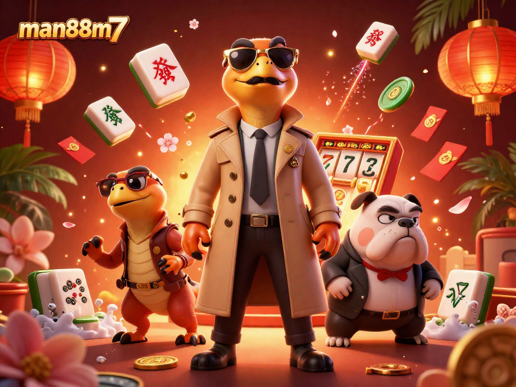 Experience thrilling casino action with man88m7 as cartoon raptors sneak into a VIP lounge.