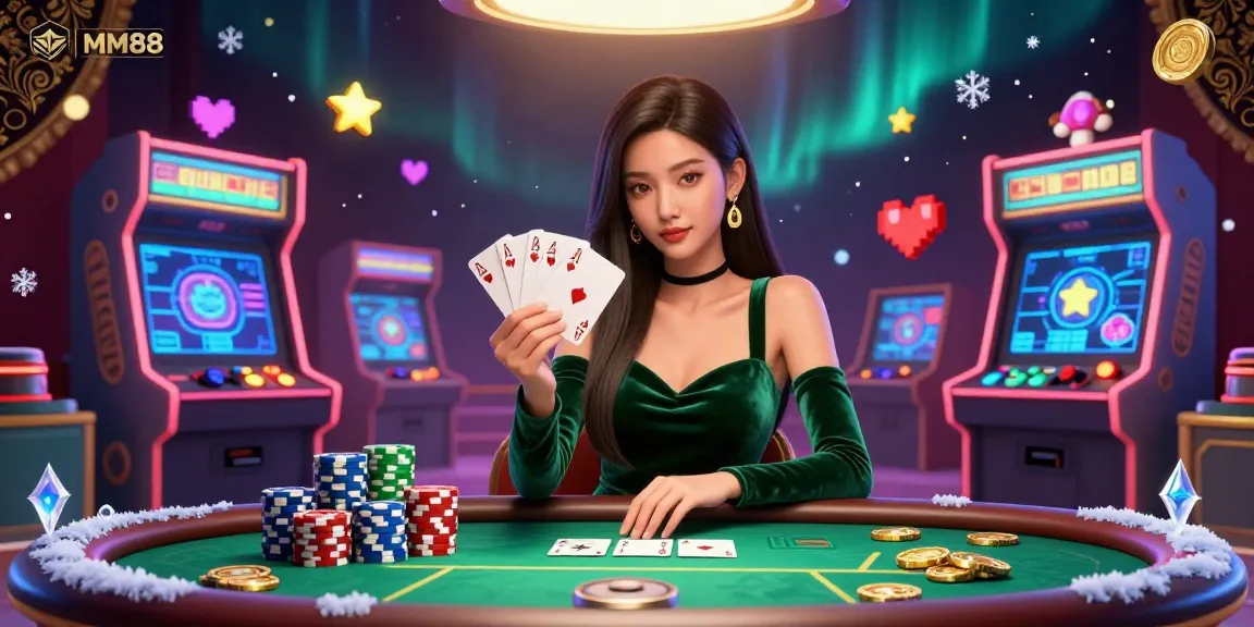 Experience the thrill of MM88 with a stunning poker scene showcasing strategy and luxury.