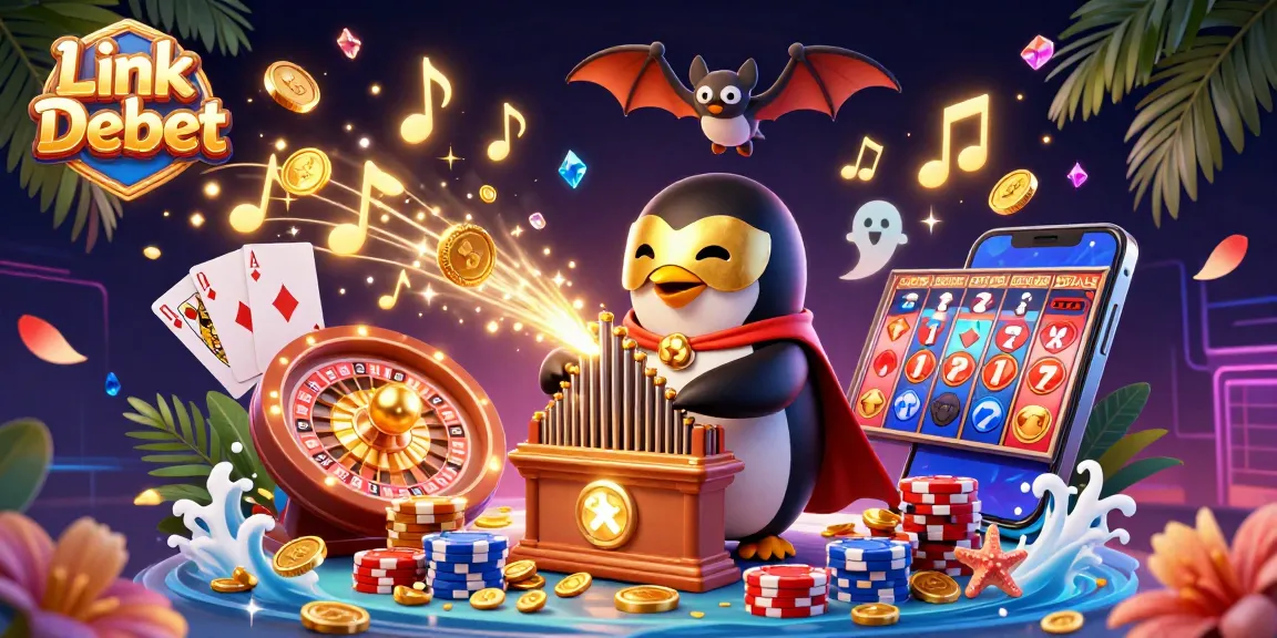 Play and win with Link vào Debet in this vibrant 3D casino illustration featuring exciting gaming elements.