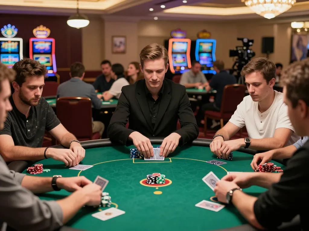 Players strategizing during a poker game at S8 casino, showcasing a vibrant atmosphere.