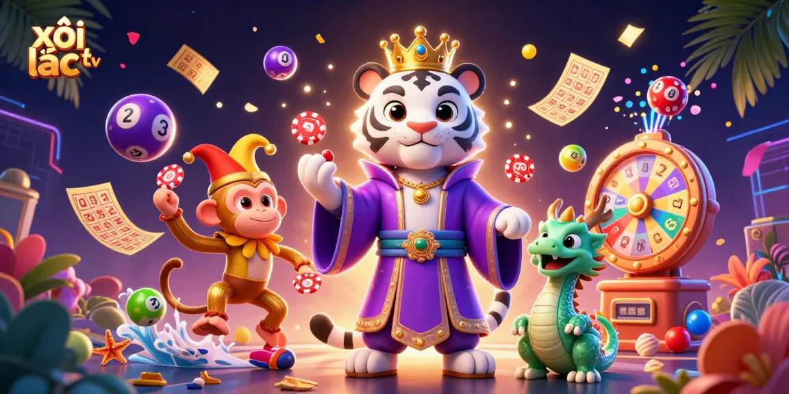 Experience xôi lạc tv's energetic gambling atmosphere with lively characters and vibrant game elements.