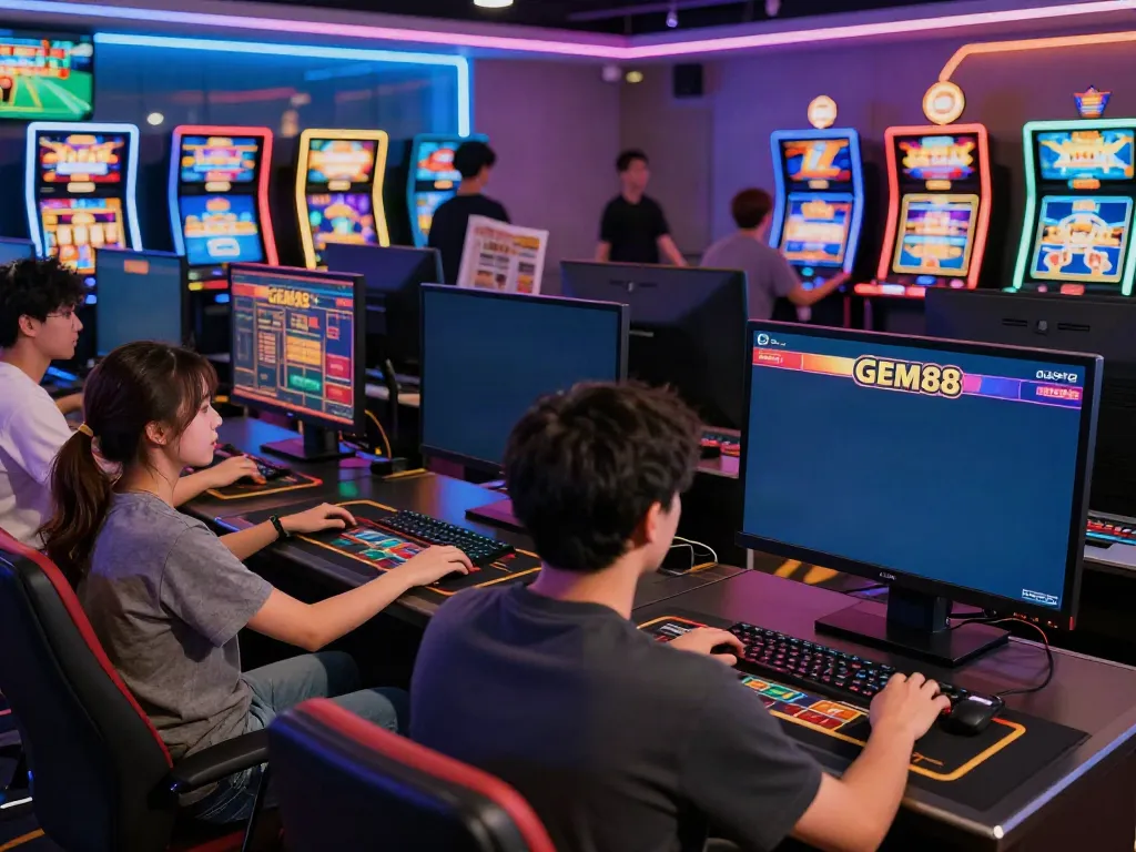 Players enjoying diverse casino games at GEM88, highlighting the excitement of online gaming.