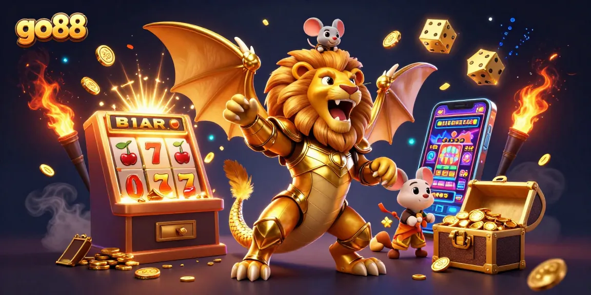 Experience big wins at go88 with a roaring chimera and jackpot bursts in a thrilling casino scene.