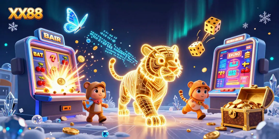 Experience the thrill of winning at XX88 with vibrant slot machines and glowing game elements.