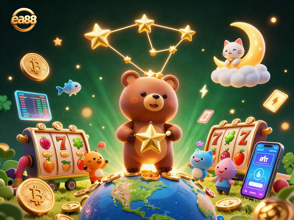 ea88 delights players with vibrant slot reels and winning symbols in a dynamic casino scene