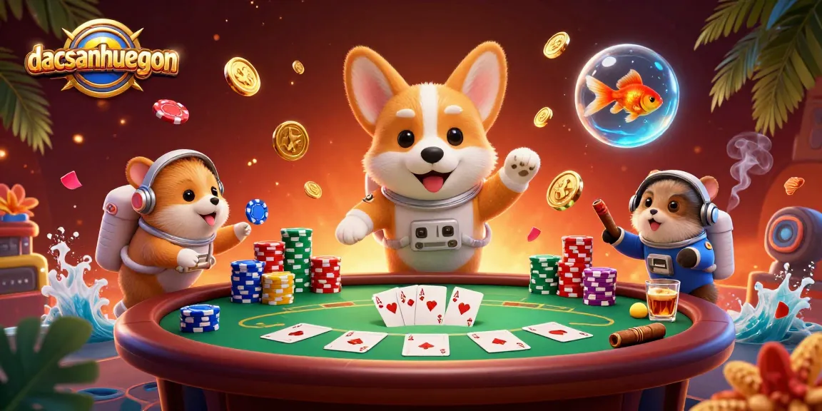 dacsanhuengon invites gamblers to enjoy a thrilling space casino experience with cartoon characters.