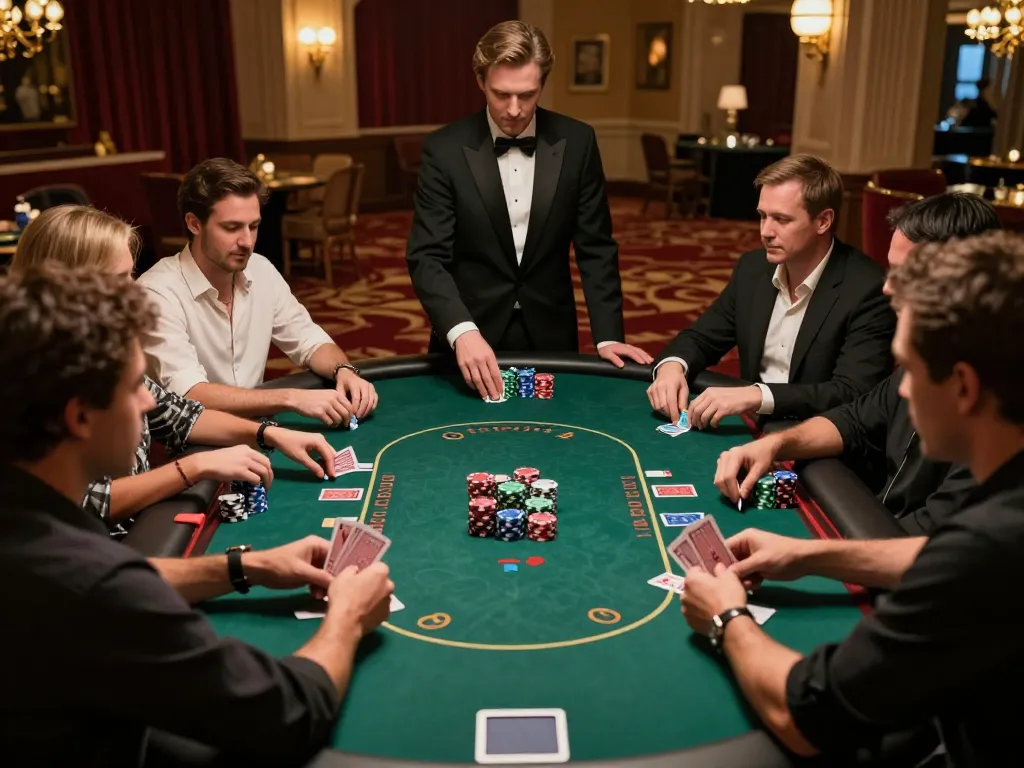 Players strategizing at a poker table on xoso66com, showcasing high-stakes gameplay and excitement.