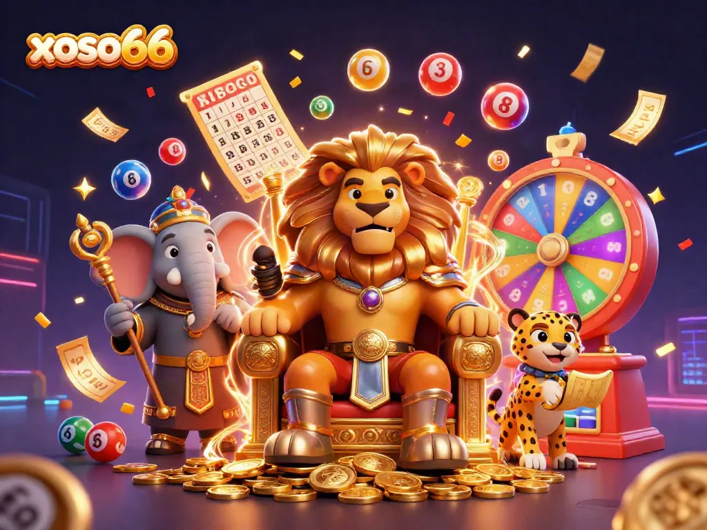 Experience excitement with xoso66 and celebratory lottery elements in a vibrant and dynamic scene.