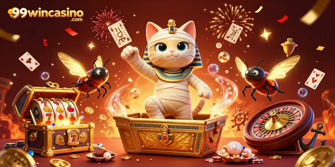 Experience thrilling games at 99wincasino com, featuring a dynamic casino scene with glowing elements and vibrant characters.