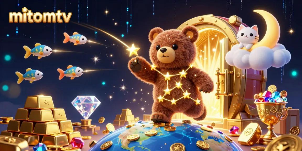 Experience the thrill of gambling with mitomtv's vibrant 3D illustration of dynamic casino elements.