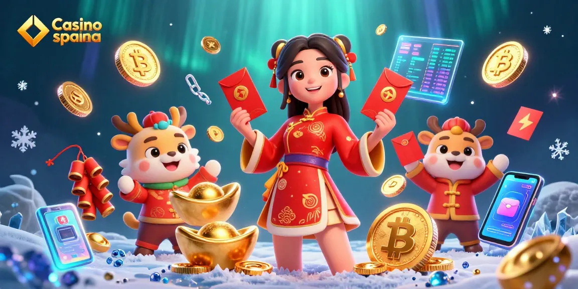 Join the excitement of Casino online spania with vibrant visuals of festive celebrations and cryptocurrency.