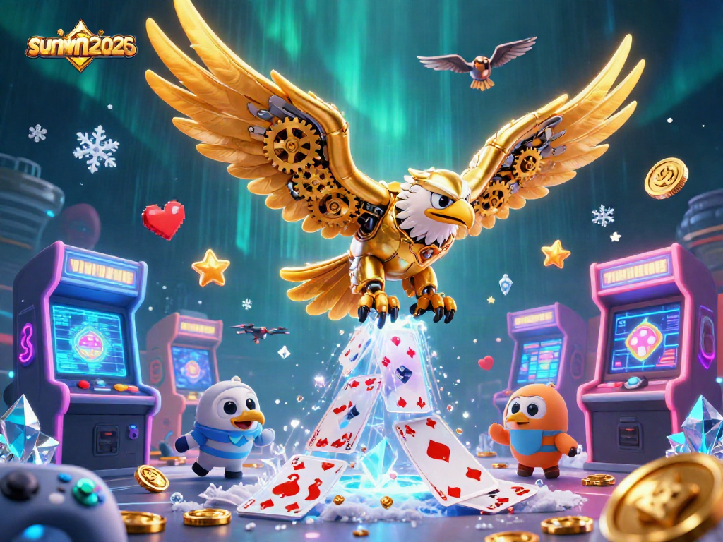 Experience thrilling games at sunwin2026 with a vibrant 3D casino scene featuring energetic elements.