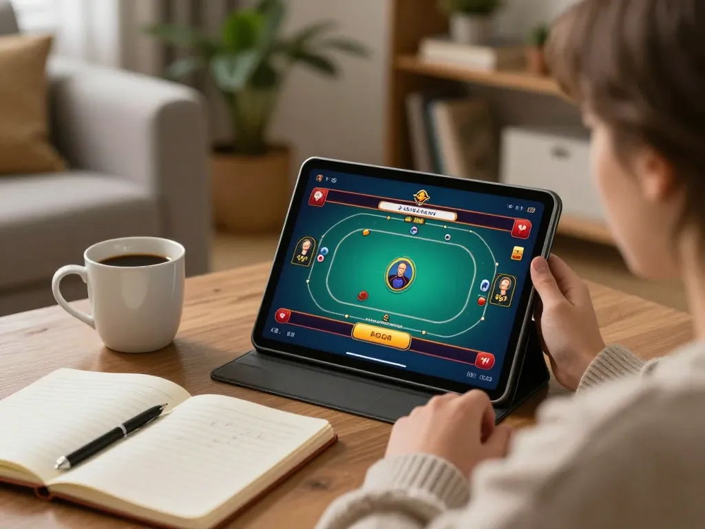 Person engaging in online gaming at home using ZOWIN platform for strategic betting