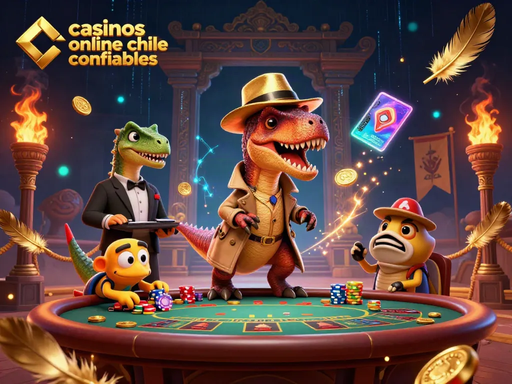 Juega en casinos online chile confiables con cautela en una mesa de blackjack con un velociraptor y un pit boss