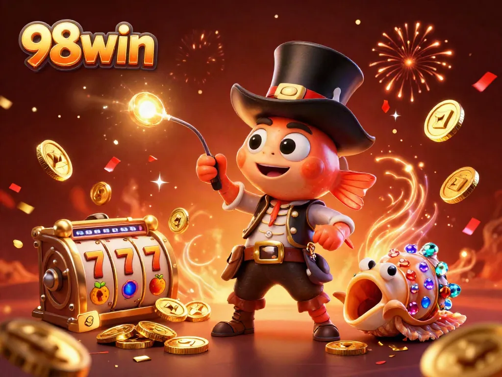Engage with exciting wins on 98win's dynamic casino experience, featuring a glowing anglerfish and treasure-filled sea creatures.
