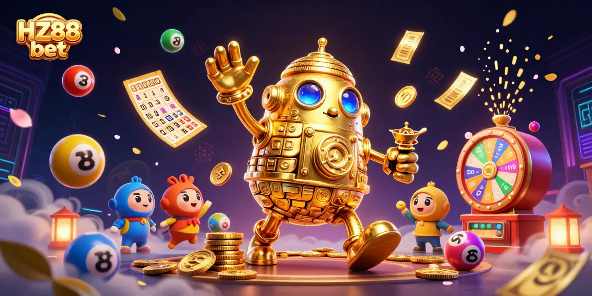 Engage with HZ88 bet through an animated jackpot scene featuring vibrant game elements.