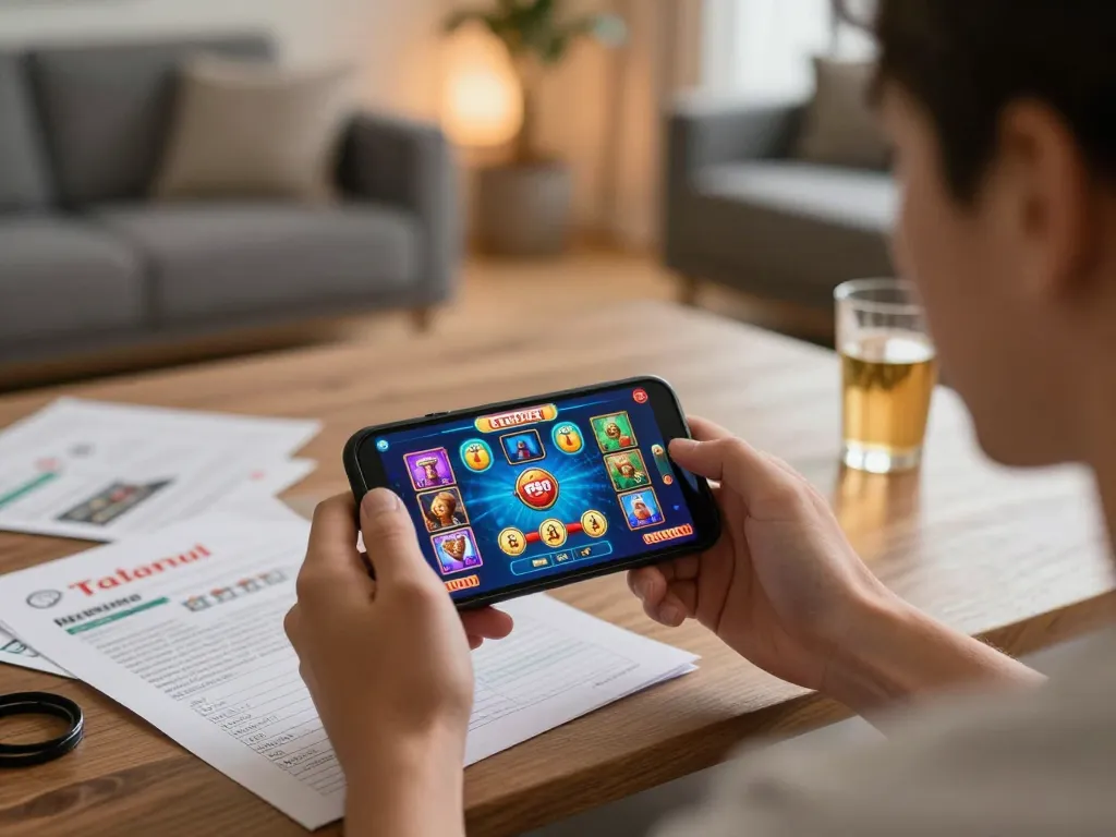 Player engaging with the GG88 mobile app, showcasing online casino excitement
