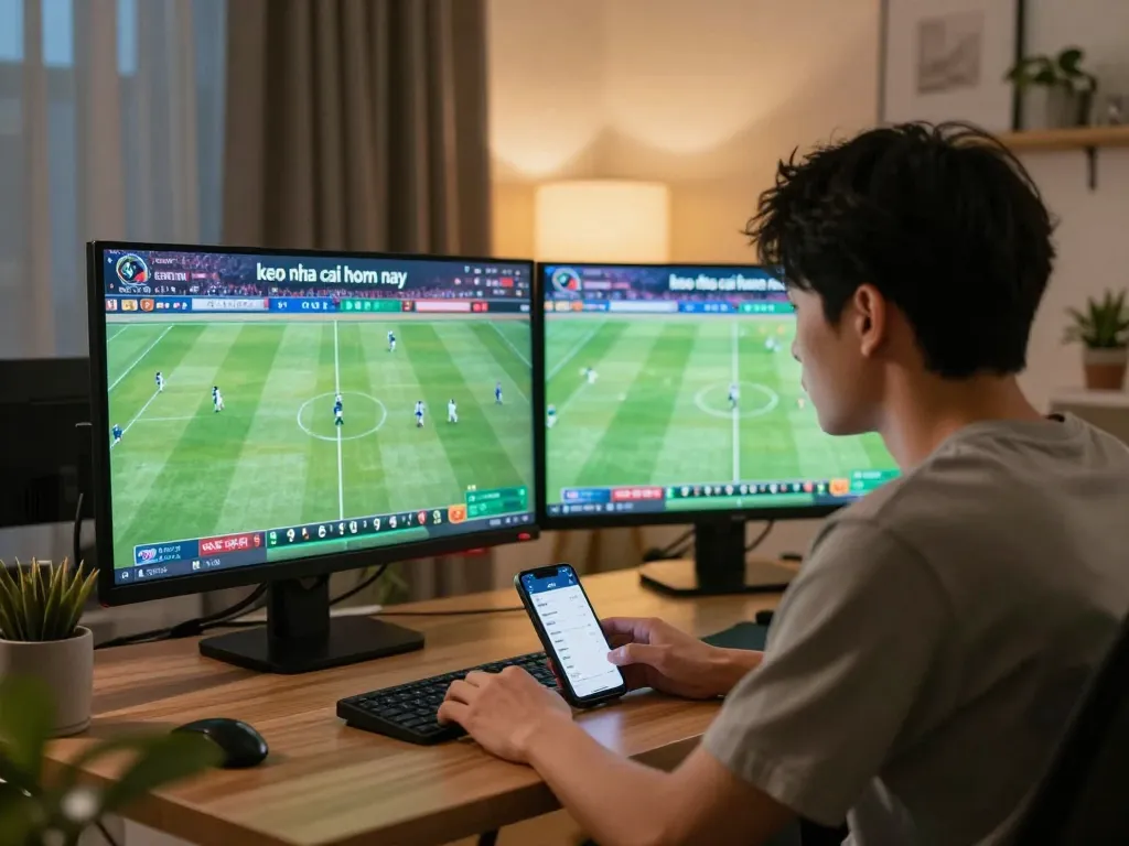 Engage with sports betting and analyze keo nha cai hom nay in a cozy home setting.