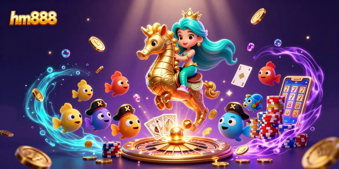 Experience the thrilling gameplay at hm888 with a vibrant underwater casino scene and dynamic game elements.