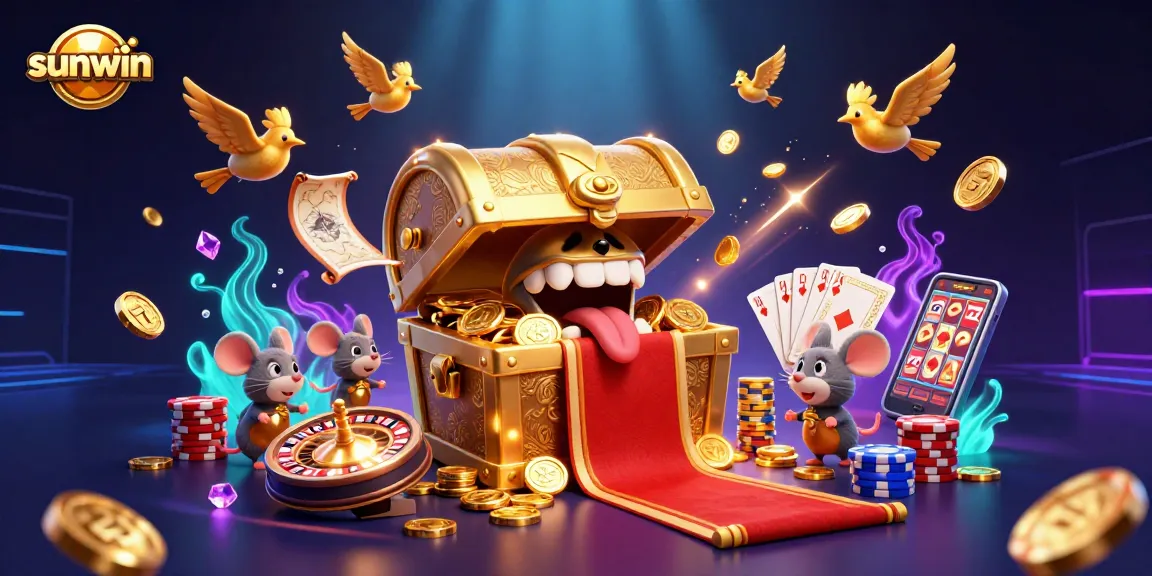Experience winning potential with sunwin's vibrant treasure chest and dynamic casino elements.