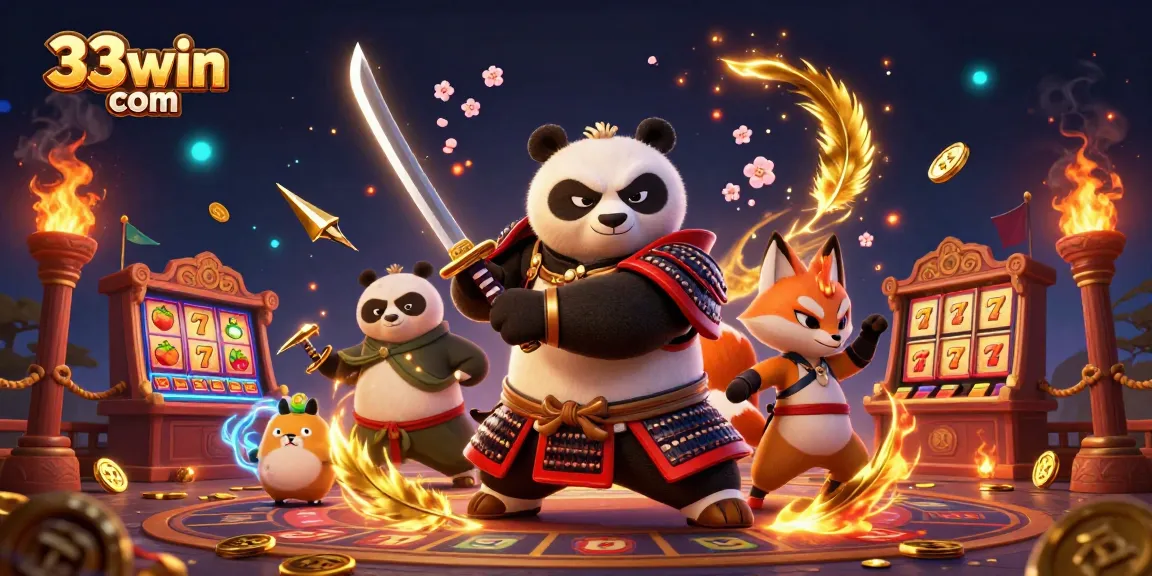 Experience dynamic gaming action at 33win com with a vibrant 3D casino illustration featuring exciting characters.