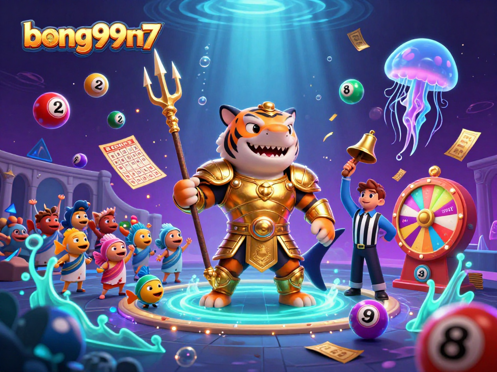 Experience explosive wins with bong99m7 in a vibrant underwater casino scene filled with colorful lottery elements.