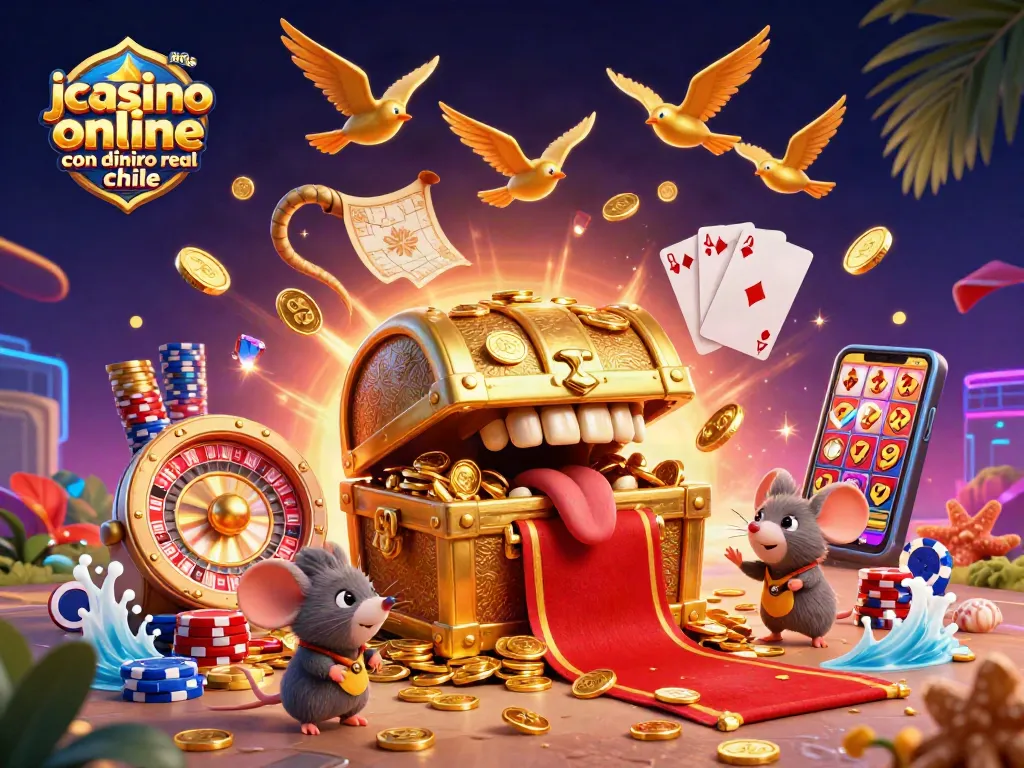 Jugando juegos de casino online con dinero real en Chile, con una escena vibrante de premios y diversión.
