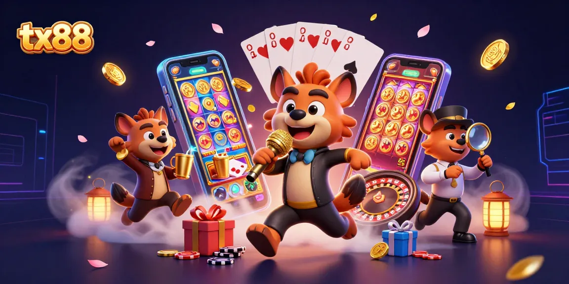 Experience the exciting world of tx88 casino gaming with hyenas in a vibrant illustration.