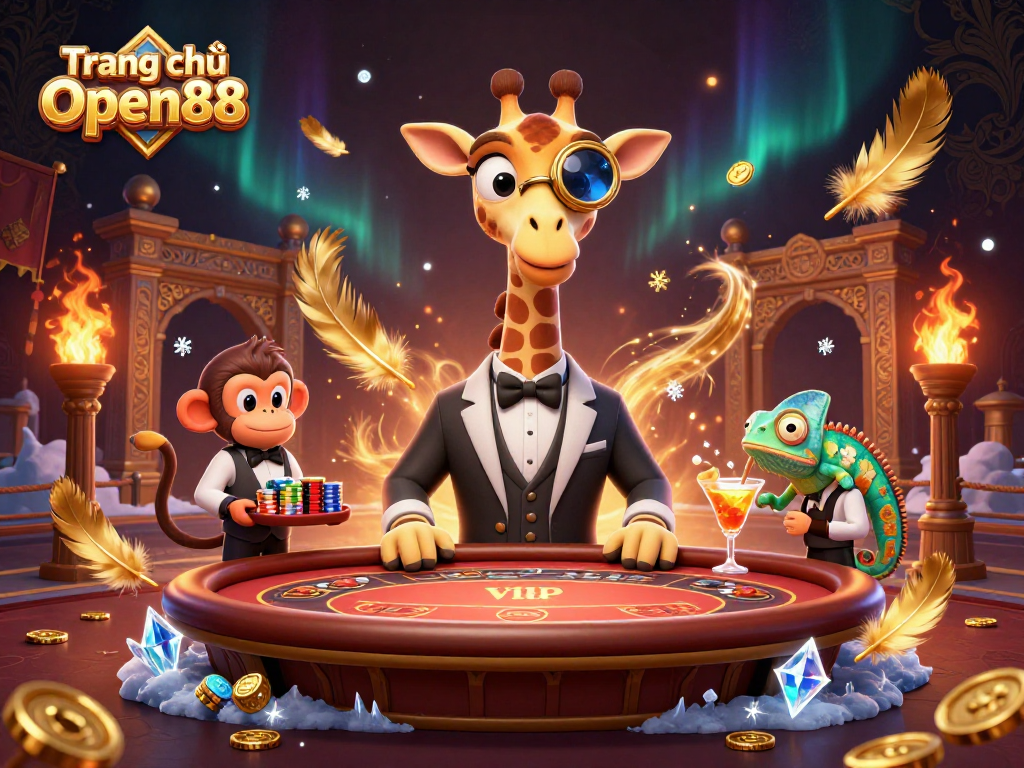 Engage in thrilling gameplay at Trang chủ Open88 with a vibrant 3D illustration featuring exciting casino elements.