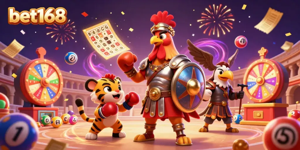 Experience thrilling games at bet168 with vibrant lottery elements and captivating 3D characters.