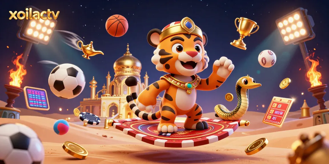 Bet on xoilactv with thrilling sports action and dynamic casino elements showcased in a vibrant scene.