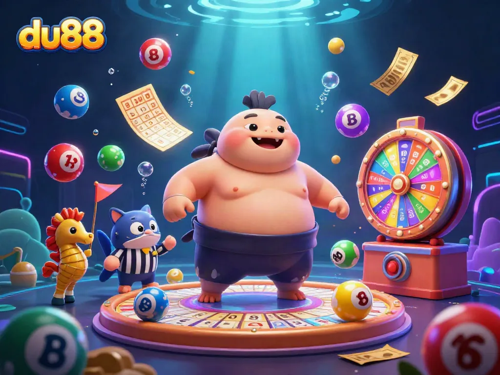 Engage in thrilling rewards at du88's dynamic underwater casino scene featuring a fun fugu and engaging elements.