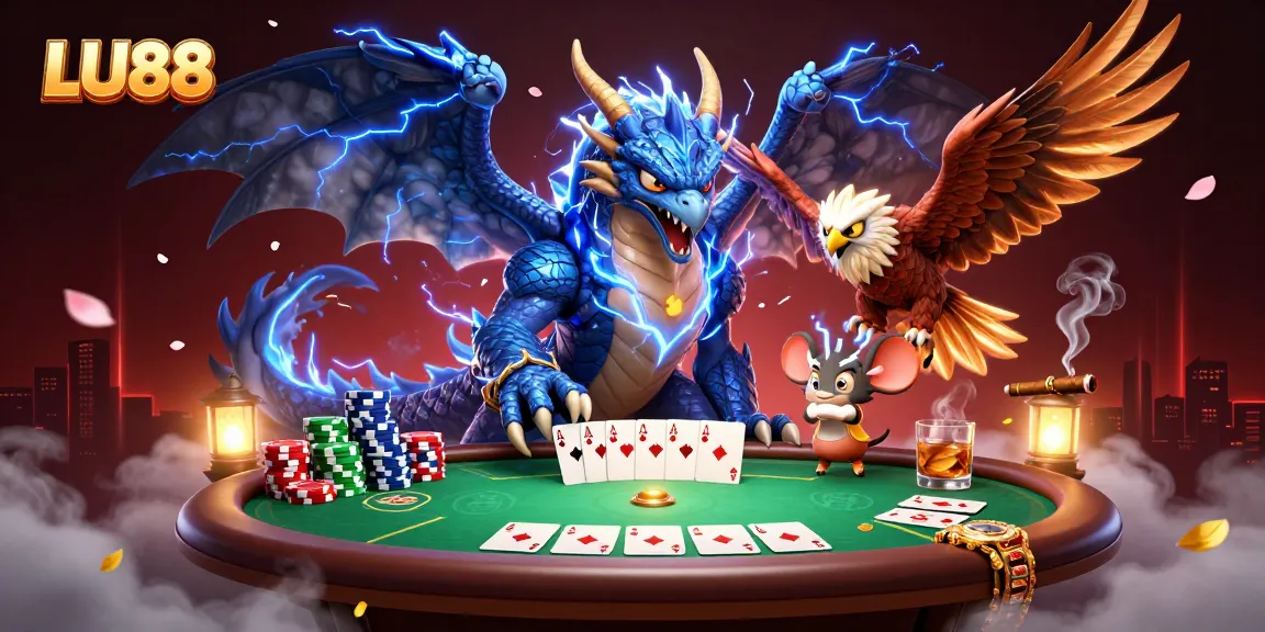 LU88 ignites excitement at the poker table with vibrant 3D characters and dramatic elements.