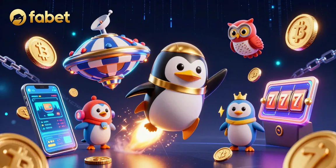Experience gameplay with fabet as a golden penguin heads to a poker chip casino