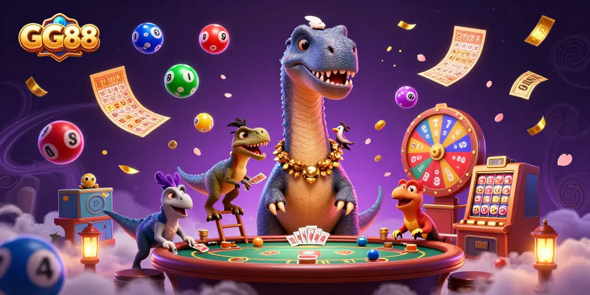 Experience the excitement at GG88 with a lively casino scene featuring dynamic characters and vibrant game elements.