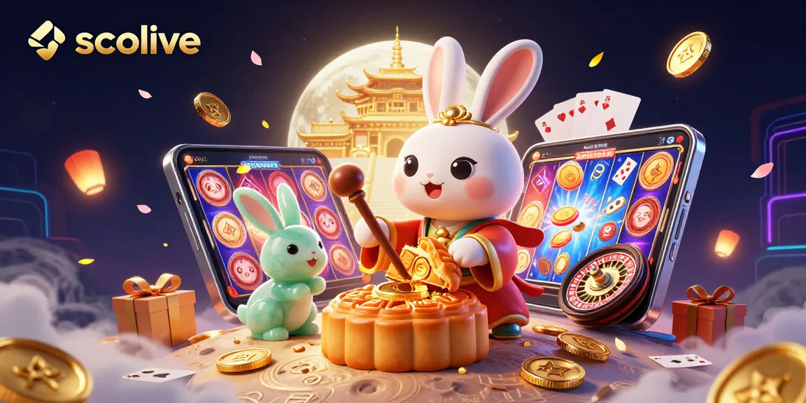 Socolive brings dynamic gambling fun with a moon rabbit pounding mooncakes revealing poker chips.