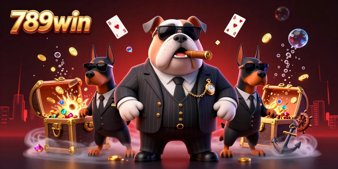 Experience thrilling wins with 789win featuring a mafia boss bulldog in a dynamic casino scene.